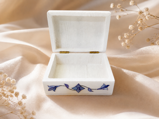 Small Handcrafted Alabaster Jewelry Box – Natural Stone Keepsake Box