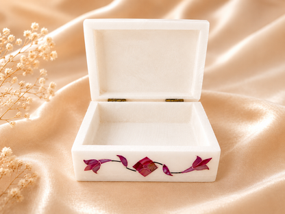 Small Handcrafted Alabaster Jewelry Box – Natural Stone Keepsake Box
