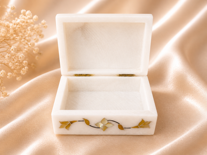 Alabaster Jewelry Box & Handmade Patwa Jewelry Gift Set – Green