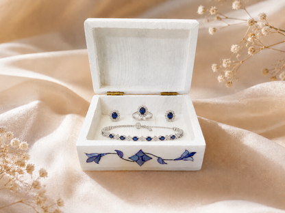 Small Handcrafted Alabaster Jewelry Box – Natural Stone Keepsake Box