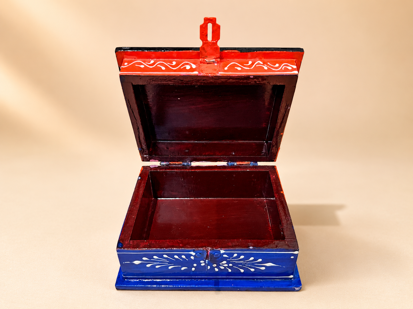 Hand-Painted Wooden Jewelry Box – Elephant Art Keepsake Box