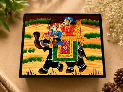 Hand-Painted Wooden Jewelry Box – Elephant Art Keepsake Box