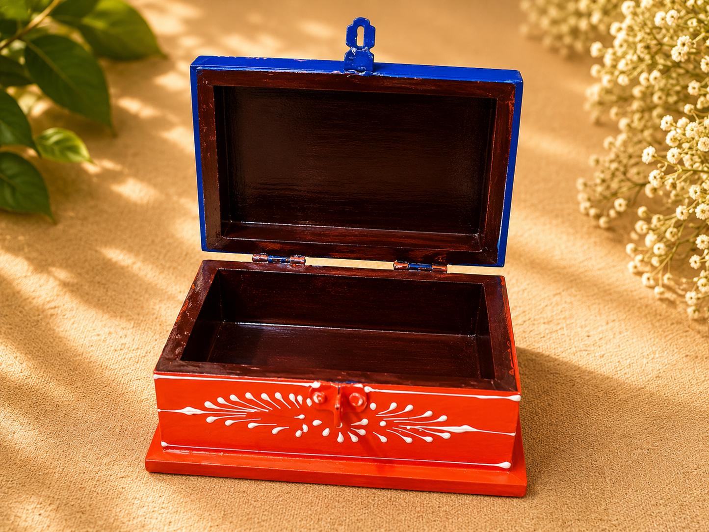 Hand-Painted Wooden Jewelry Box – Elephant Art Keepsake Box