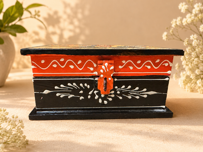Hand-Painted Wooden Jewelry Box – Elephant Art Keepsake Box