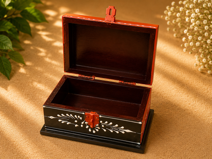 Hand-Painted Wooden Jewelry Box – Elephant Art Keepsake Box