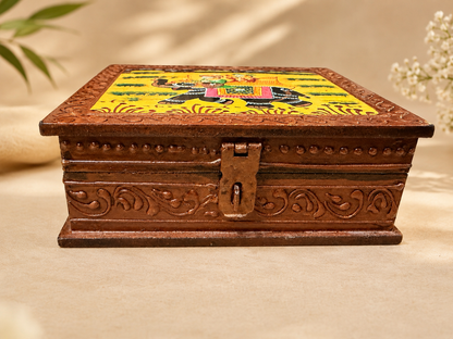 Hand-Painted Wooden Jewelry Box – Indian Elephant Art Keepsake Box