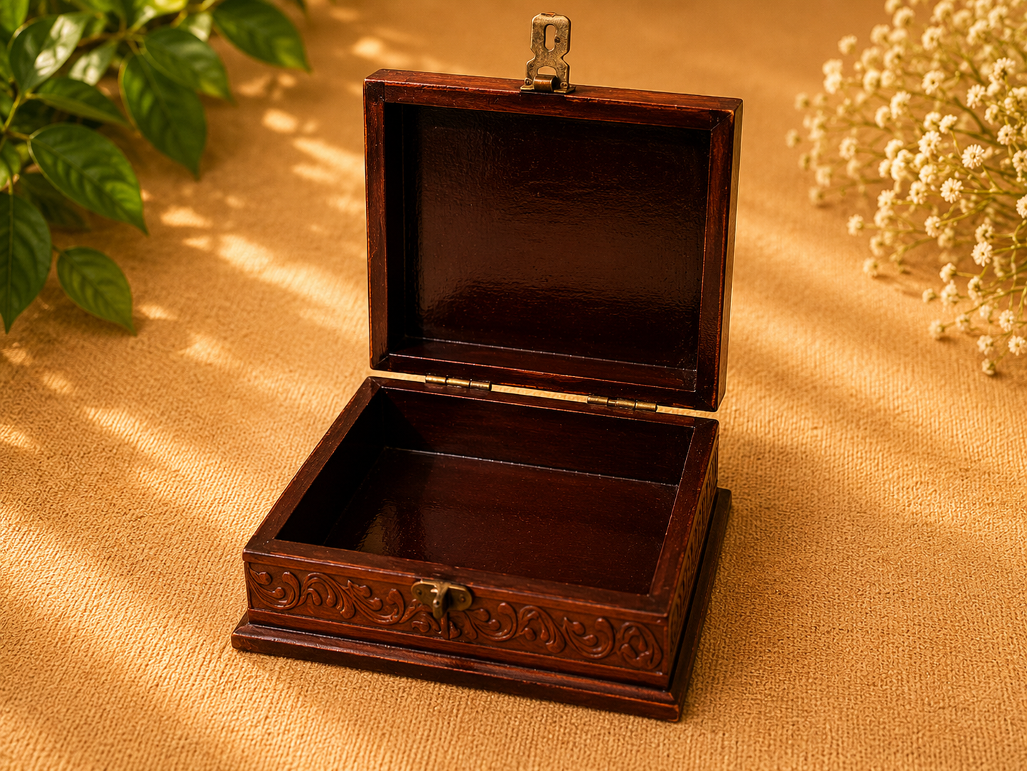 Hand-Painted Wooden Jewelry Box – Indian Elephant Art Keepsake Box