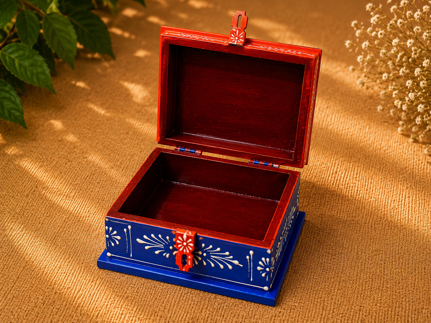 Hand-Painted Wooden Jewelry Box – Indian Elephant Art Keepsake Box