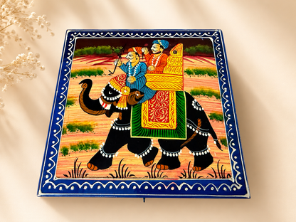 Hand-Painted Wooden Jewelry Box – Indian Elephant Art Keepsake Box