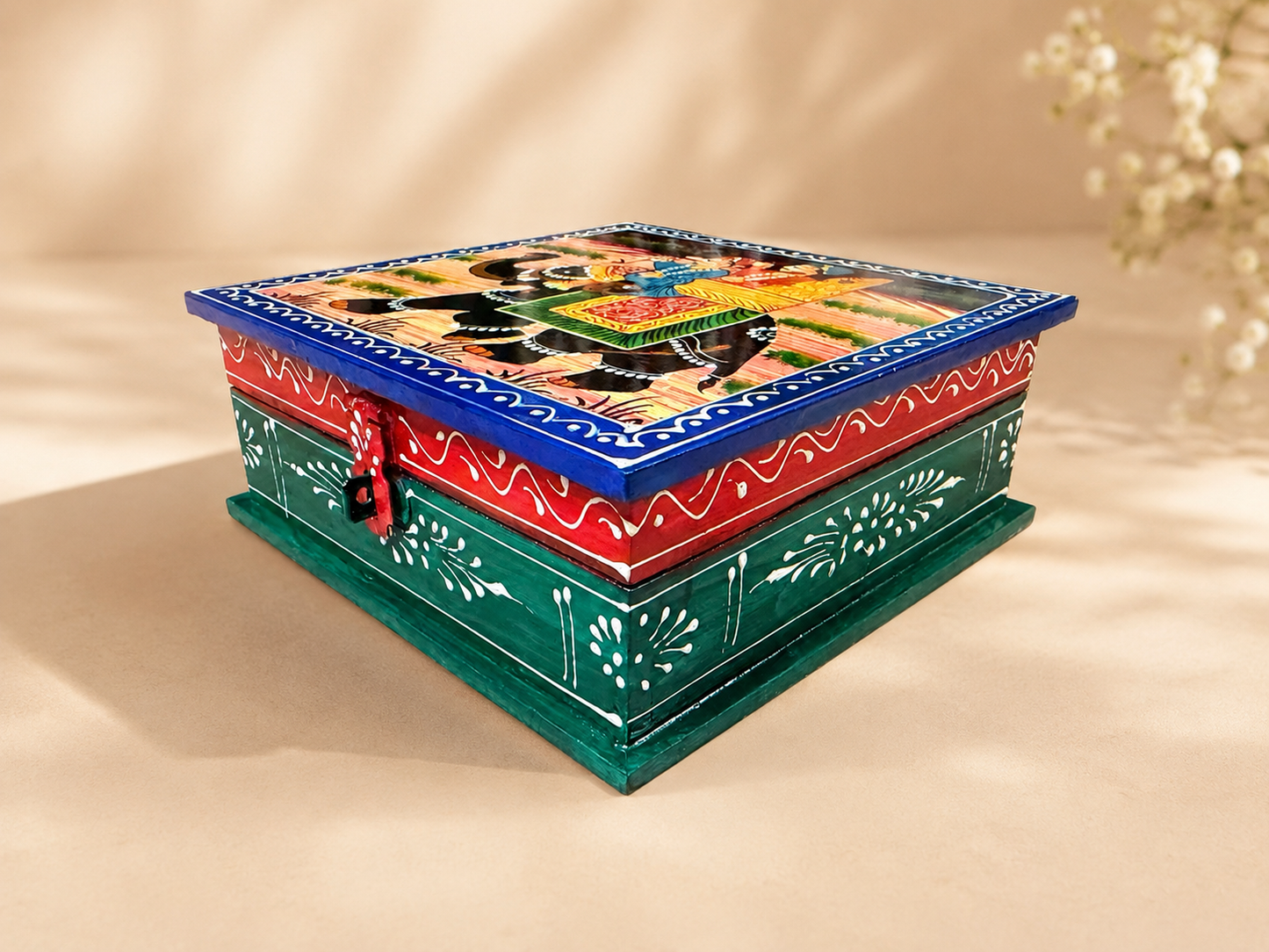 Hand-Painted Wooden Jewelry Box – Indian Elephant Art Keepsake Box