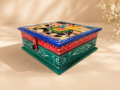 Hand-Painted Wooden Jewelry Box – Indian Elephant Art Keepsake Box