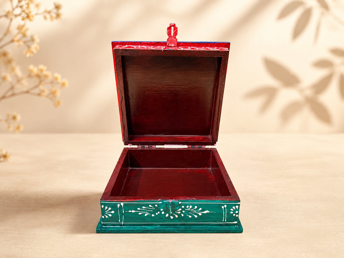 Hand-Painted Wooden Jewelry Box – Indian Elephant Art Keepsake Box