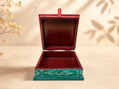 Hand-Painted Wooden Jewelry Box – Indian Elephant Art Keepsake Box