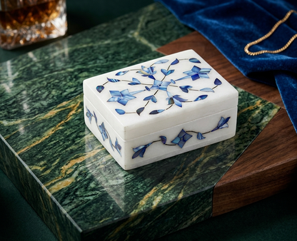 Small Handcrafted Alabaster Jewelry Box – Natural Stone Keepsake Box