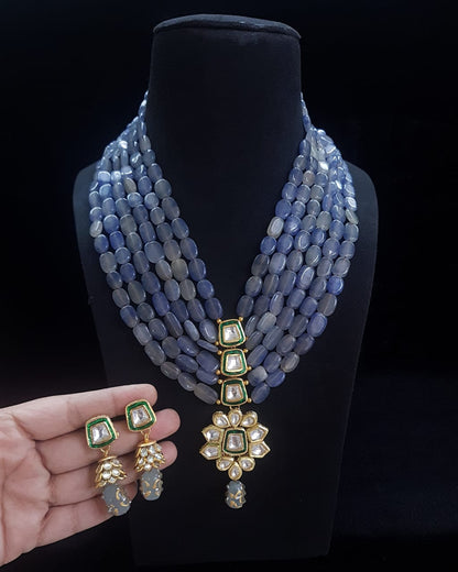 Handmade Patwa Stone Bead Jewelry Set – Rajasthani Necklace & Earrings